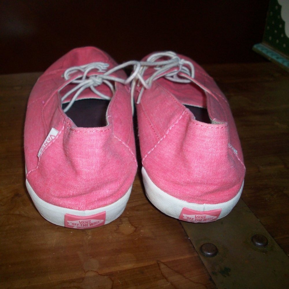 Vans Surf Siders Boat Shoes Sneakers Women's Size 10.5 Pink Canvas Lace Up - Picture 4 of 6